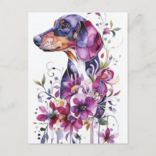 Aquarell-Dachshund-Postkarte  Postkarte