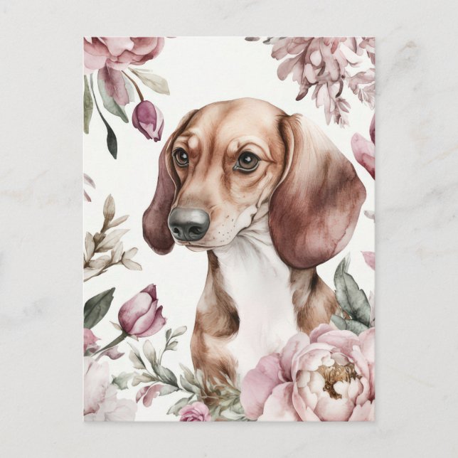 Aquarell-Dachshund-Postkarte  Postkarte (Vorderseite)