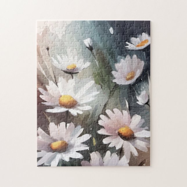 Aquarell Daisis Niedliches Blumenmuster Puzzle (Vertikal)