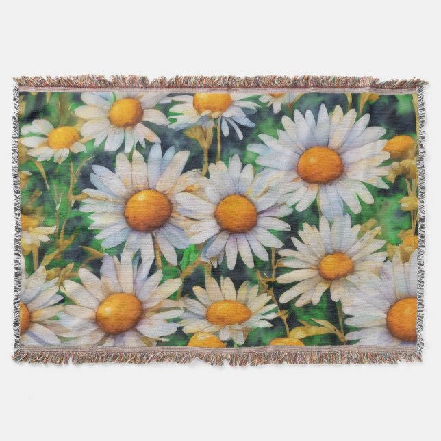 Aquarell Daisy Blume Garten Decke (Vorderseite)