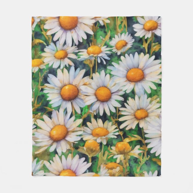 Aquarell Daisy Blume Garten Fleecedecke (Vorderseite)