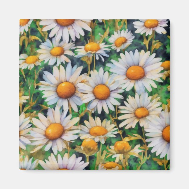 Aquarell Daisy Blume Garten Magnet (Vorne)