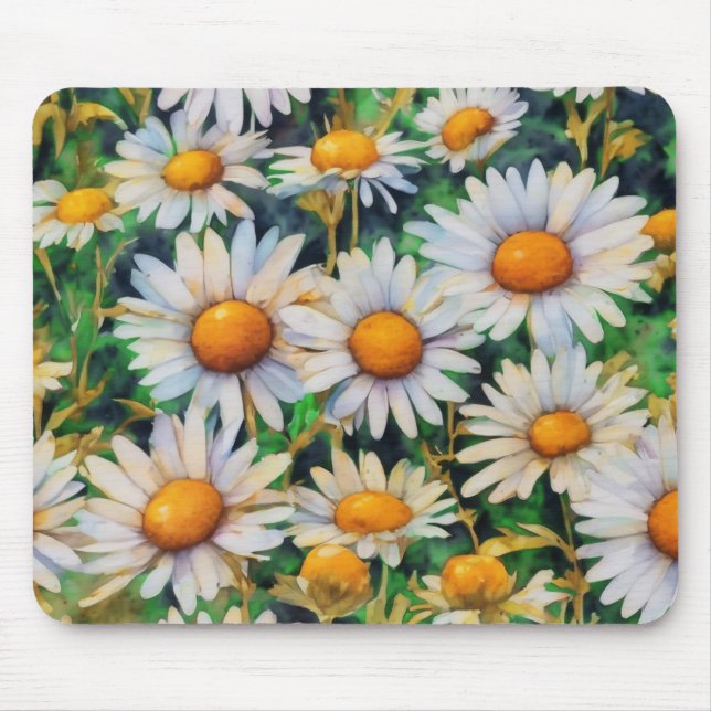 Aquarell Daisy Blume Garten Mousepad (Vorne)