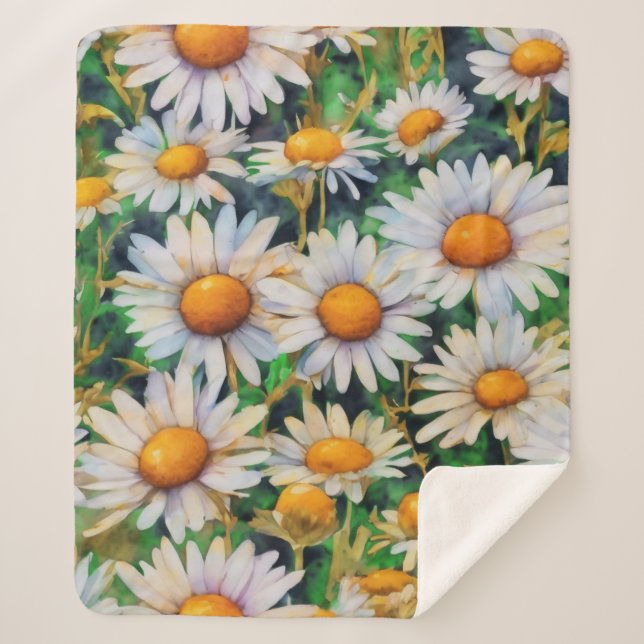 Aquarell Daisy Blume Garten Sherpadecke (Vorderseite)