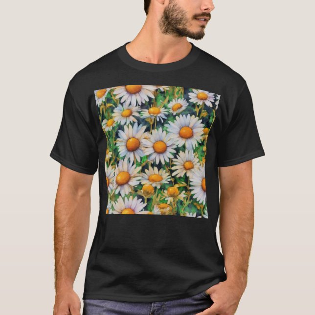 Aquarell Daisy Blume Garten T-Shirt (Vorderseite)