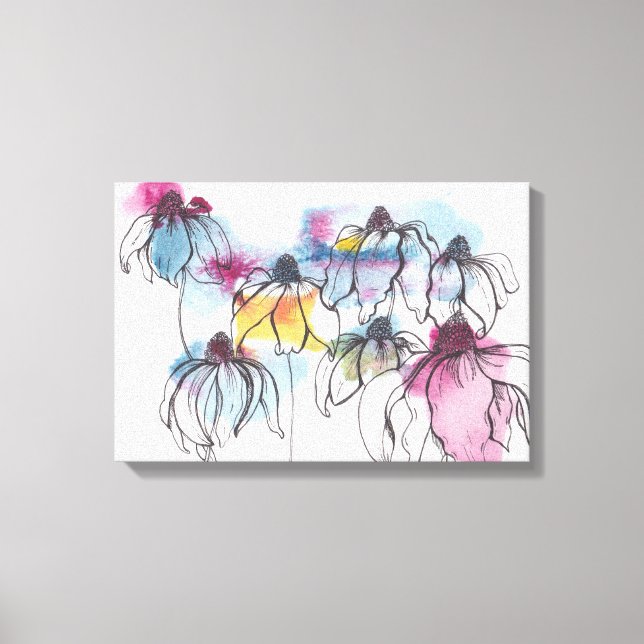 Aquarell Daisy Canvas Print Leinwanddruck (Vorderseite)