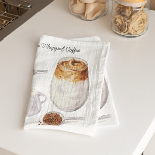 Aquarell-Dalgona-Kaffee-Rezept-Tücher Geschirrtuch