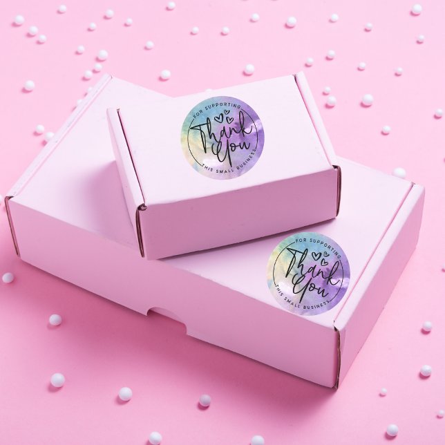 Aquarell Danke, dass Sie mein Geschäft unterstützt Runder Aufkleber (Von Creator hochgeladen)