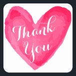 Aquarell Danke Rosa und Rotes Herz Liebe Quadratischer Aufkleber<br><div class="desc">Danke mit Liebe! Dieser lustige Aufkleber ist mit einem handgezeichneten Aquarellherz versehen, der Rosa- und Rottöne ergänzt und ein Dankeschön hervorhebt, das in einem Script-Schriftart gedruckt wurde. Herzlichen Dank Ihnen Aufkleber sind Spaß für * Umschlag Aufkleber * Wertschätzung für Geschenke * Hochzeitsfeier Gefälligkeiten * Unternehmen * Freundschaftsakte * Spendenaktionen und...</div>