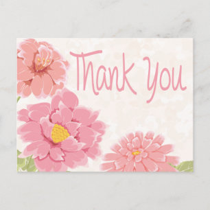 Aquarell-Dankeschön-Schön-Pfingstrosen-Blumen Postkarte