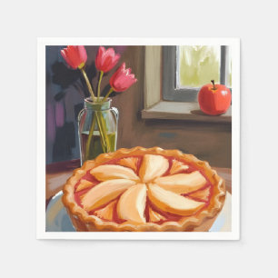 Aquarell-Dankfest-Malerei Apfelkuchen Serviette