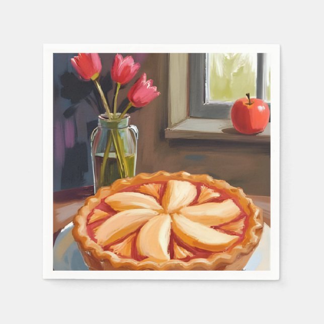 Aquarell-Dankfest-Malerei Apfelkuchen Serviette (Vorderseite)