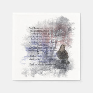 Aquarell das Raben-Edgar Allan Poe-Gedicht Serviette