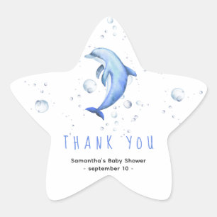 Aquarell-Delfin - Danke Baby Shower Stern-Aufkleber