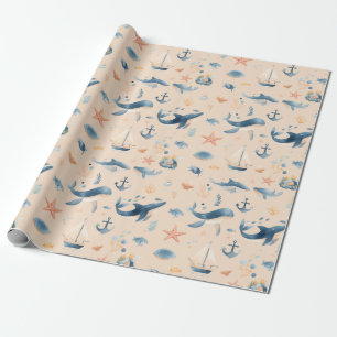 Aquarell-Delfin-Nahtloses Muster Geschenkpapier