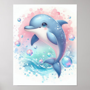 Aquarell-Delfin Poster