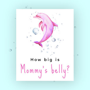 Aquarell-Delfin - Wie groß ist Mamas Bauch Poster