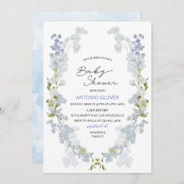 Aquarell Delphinium blue flowers Einladung