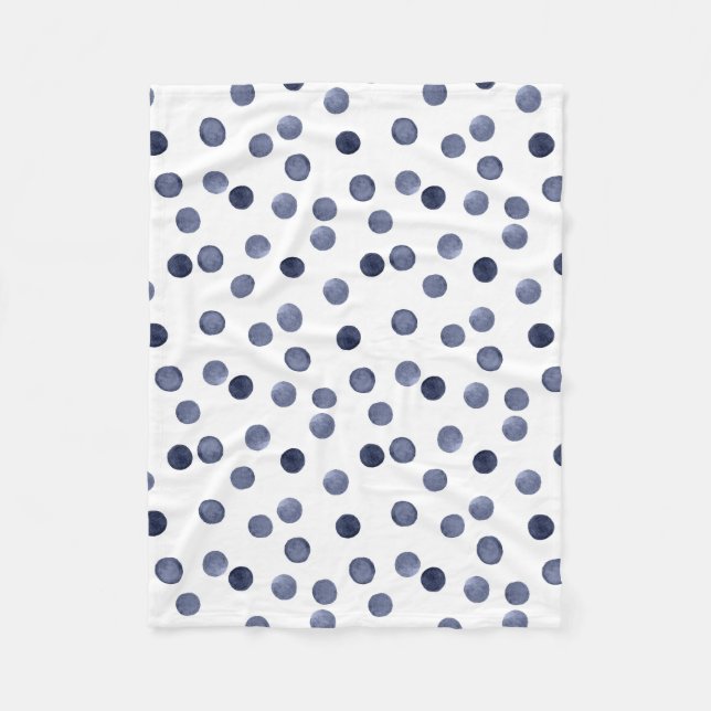 Aquarell Der blaue Polka-Punkt. Fleecedecke (Vorderseite)