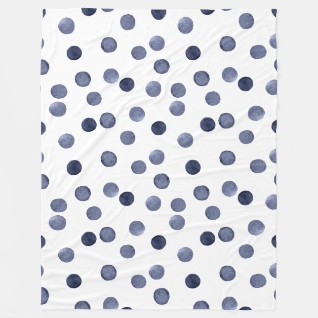 Aquarell Der blaue Polka-Punkt. Fleecedecke (Vorderseite)