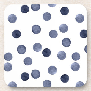 Aquarell Der blaue Polka-Punkt. Getränkeuntersetzer