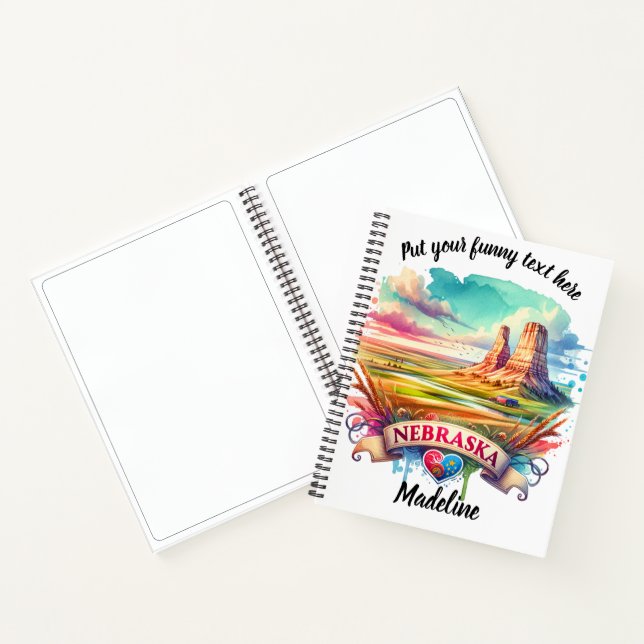 Aquarell der Landschaften Nebraskas Notizbuch (Innenseite)