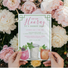 Aquarell Derby Tag Mint Julep Getränke Party Einladung