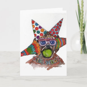 Aquarell des überdekorierten Geburtstags-Boxers Karte
