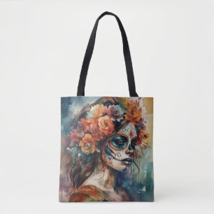Aquarell Día de los Muertos Catrina-Porträt