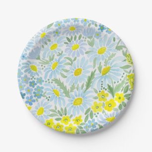 Aquarell Die Blume des Feldes . Chamomile Pappteller