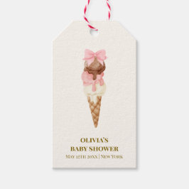 Aquarell Die Scoop Bow Ice Cream Baby Dusche Geschenkanhänger