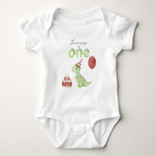 Aquarell-Dinosaurier 1. Geburtstag Baby Strampler