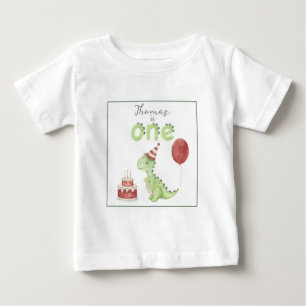 Aquarell-Dinosaurier 1. Geburtstag Baby T-shirt