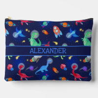 Aquarell-Dinosaurier-Astronauten im Weltraum Blau