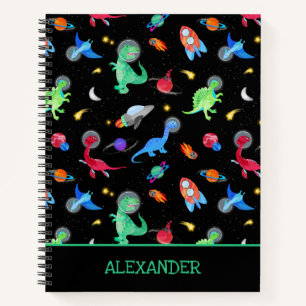 Aquarell-Dinosaurier-Astronauten im Weltraum Schwa Notizbuch