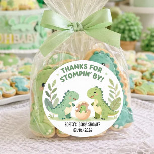 Aquarell-Dinosaurier-Baby-Party Süßer grüner T-Rex Runder Aufkleber