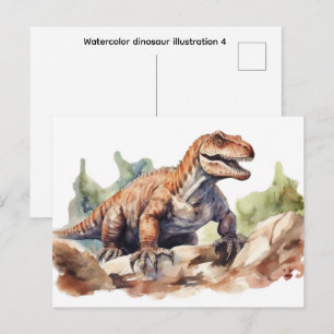 Aquarell-Dinosaurier-Illustration 4 Postkarte