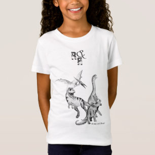 Aquarell-Dinosaurier-Kinder toben und brüllen T-Shirt