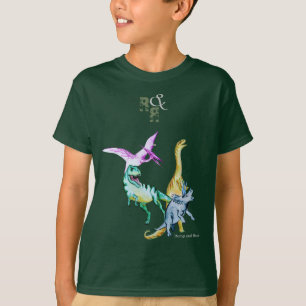 Aquarell-Dinosaurier-Kinder toben und brüllen T-Shirt