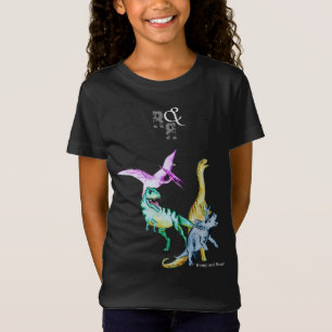 Aquarell-Dinosaurier-Kinder toben und brüllen T-Shirt