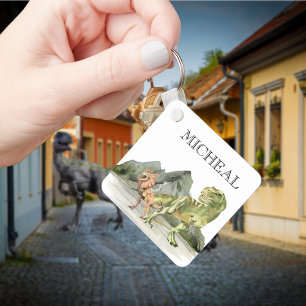 Aquarell-Dinosaurier T-Rex Tyrannosaurus Name  Schlüsselanhänger