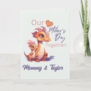 Aquarell Dinosaurier und Baby Erster Muttertag Karte