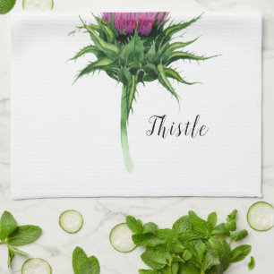 Aquarell-Distel-Botanik Geschirrtuch