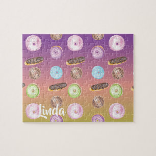 Aquarell-Donut-Ombre-Regenbogen-Farben Puzzle