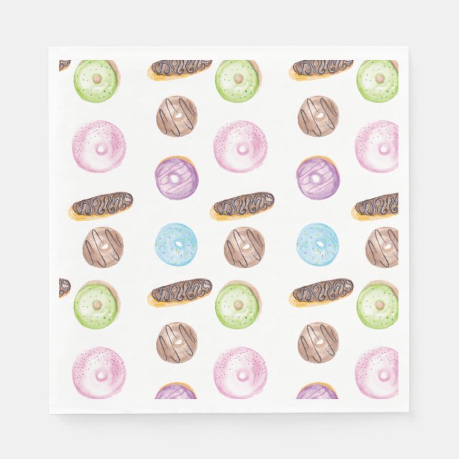 Aquarell-Donuts Handgemaltes Muster  Serviette (Vorderseite)