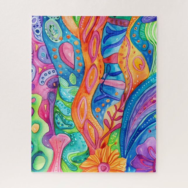 Aquarell-Doodle-Puzzle Puzzle (Vertikal)