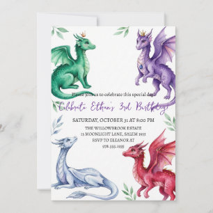 Aquarell-Drache-Geburtstagseinladung Einladung