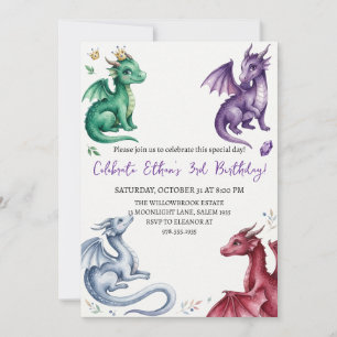 Aquarell-Drache-Geburtstagseinladung Einladung