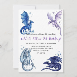 Aquarell-Drache-Geburtstagseinladung Einladung