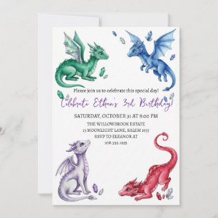 Aquarell-Drache-Geburtstagseinladung Einladung